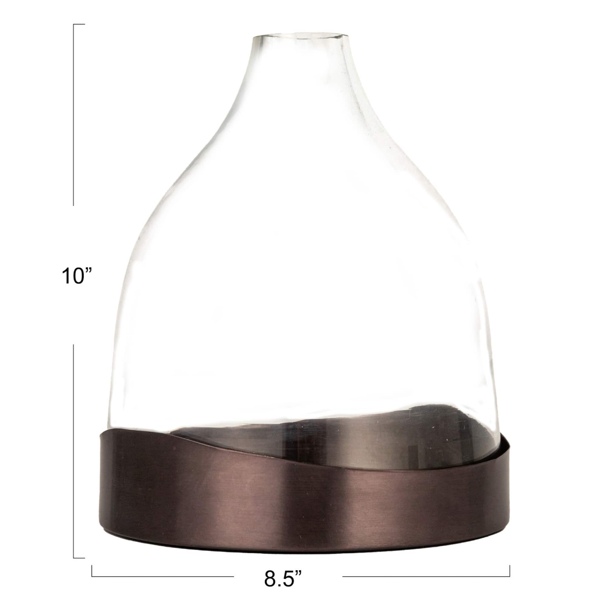 Hello Honey® 10" Clear & Black Metal Sophisticated Glass Cloche with Metal Tray